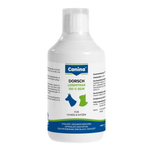 CANINA DORSCH 100% papildbarība suņiem, kaķiem Mencu aknu eļļa 250ml